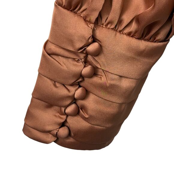 Joie Womens Orange Satin Scoop Neck Puff Long Sleeve Top Blouse Shirt sz M - Picture 12 of 16